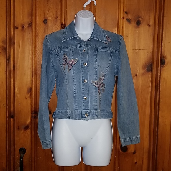 Christine Alexander Jackets & Blazers - 2/$45 BUTTERFLY BEDAZZLED DENIM JACKET SWAROVSKI